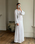 Vintage 60s Crochet Lace Long Sleeved Wedding Gown