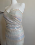 Vintage 90s Pure Silk Pastel Sequin Party Dress