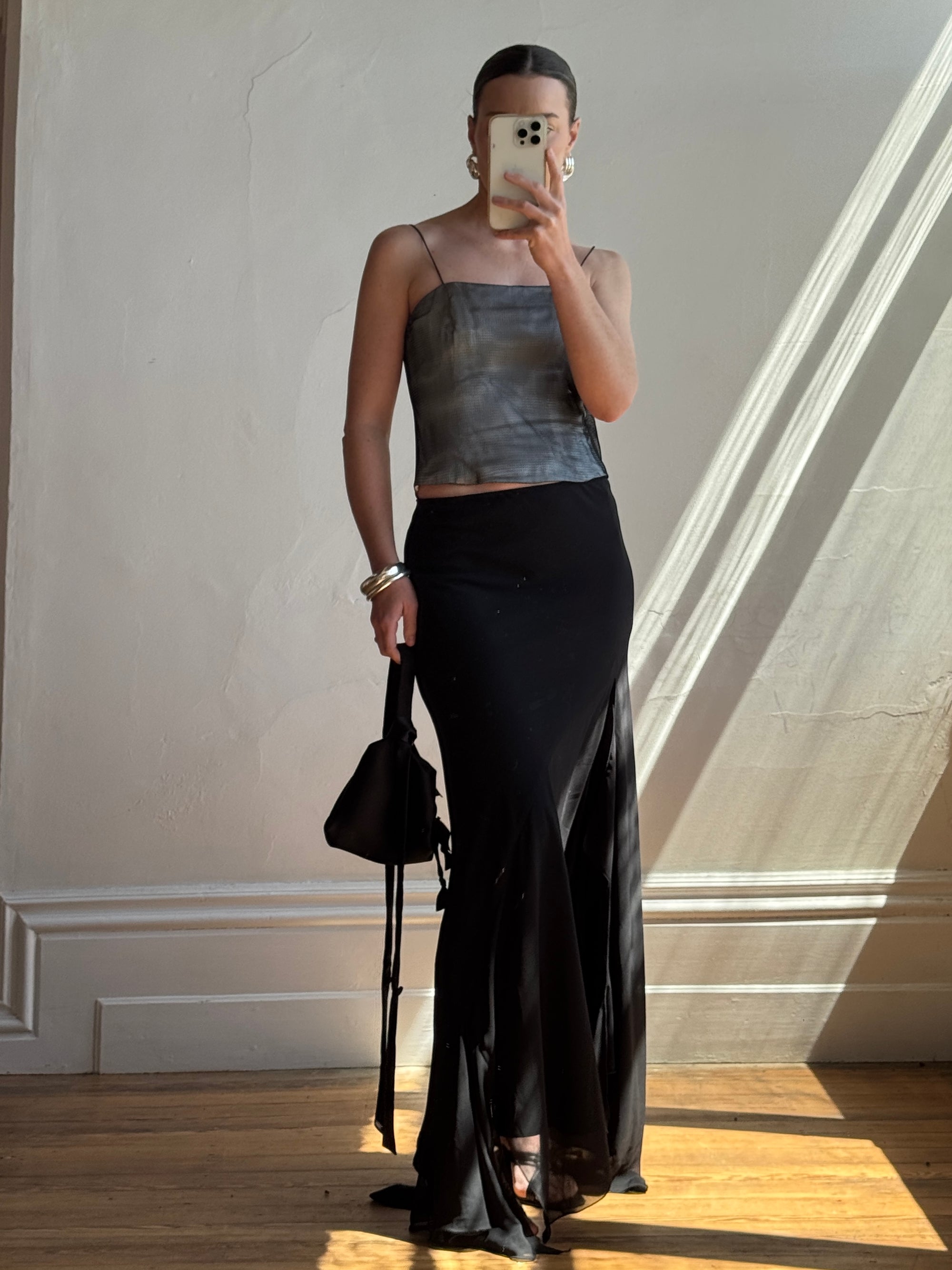 Vintage 90s Mesh Crop and Fairy Skirt Set Noir