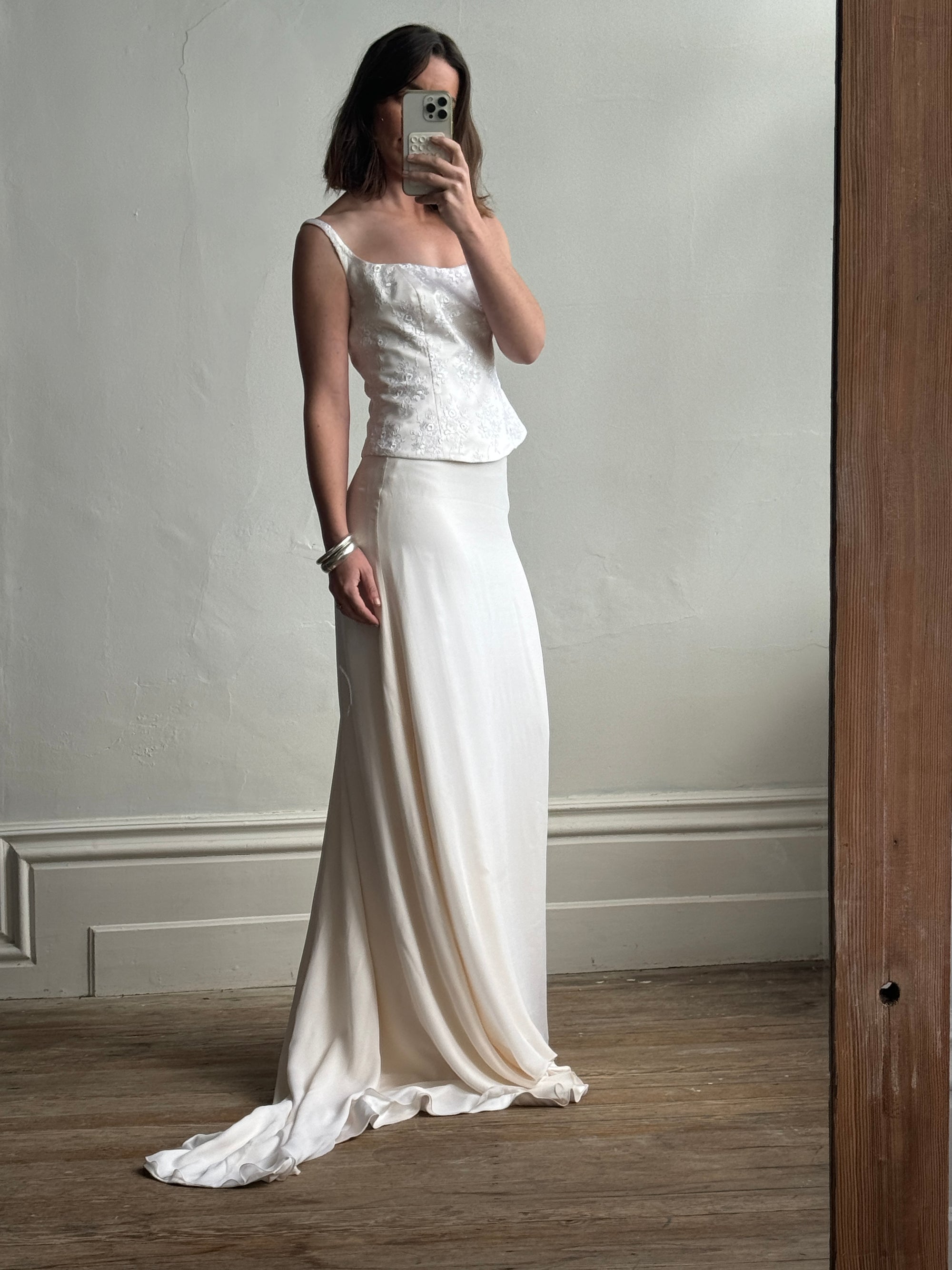 Vintage 90s Two Piece Corset and Skirt Bridal Set