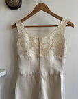 Vintage 90s Lace Up Waist Satin Column Wedding Dress