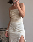 Vintage 90s Satin Bustier and Pure Silk Bridal Skirt Meringue