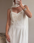Vintage 90s Crepe Beaded Column Bridal Slip
