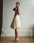Vintage 90s Cream Broderie Anglaise Bubble Mini Dress