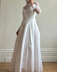 Vintage 90s Tailored Mesh Long Sleeved Wedding Gown