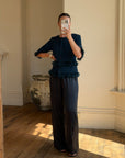 Vintage 90s Couture Ostrich Feather Jacket Navy