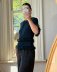 Vintage 90s Couture Ostrich Feather Jacket Navy