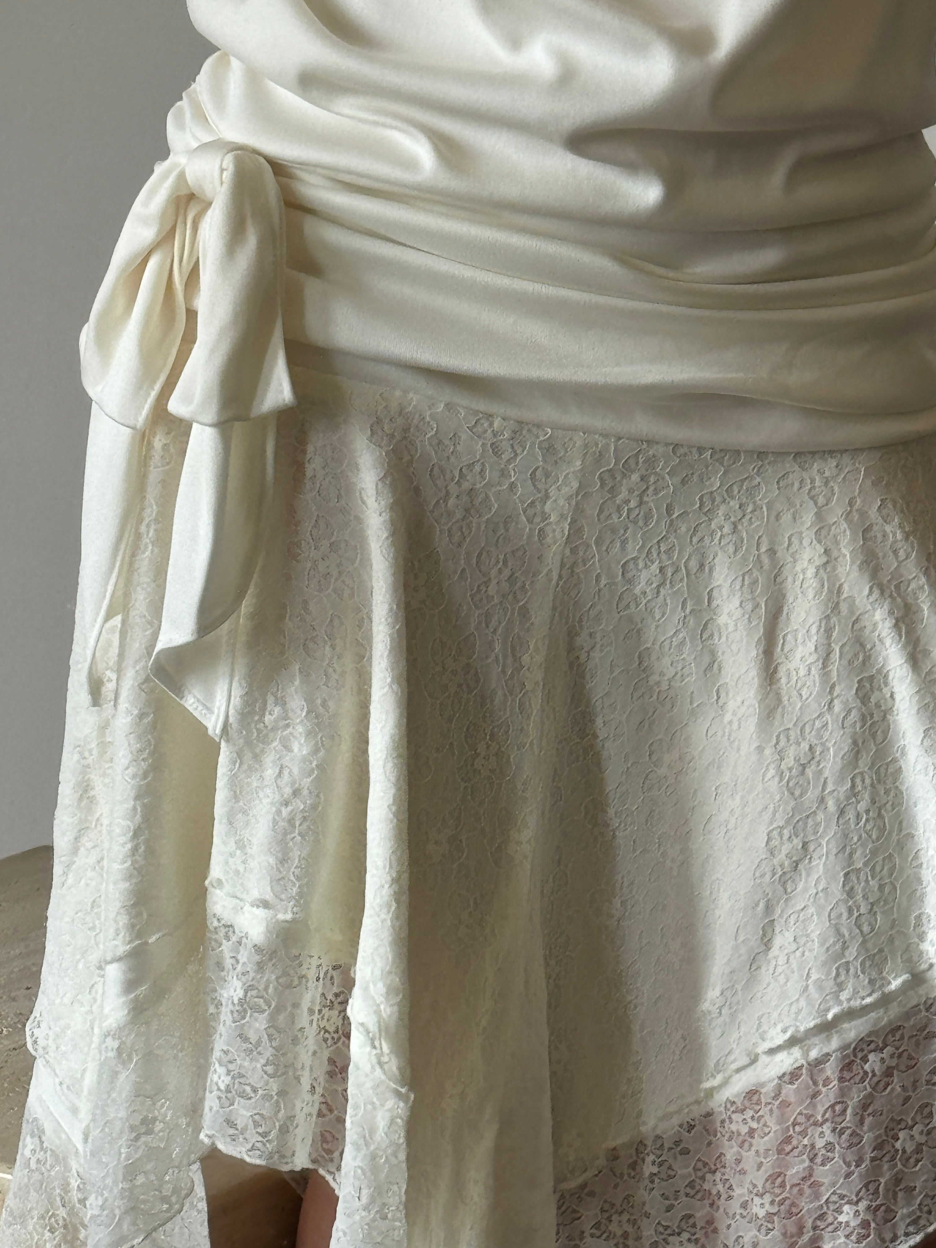 Vintage 80s Drop Waist Fairy Wedding Dress