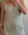 Vintage 90s Naeem Khan Silk Crystal Embellished Mini Dress
