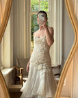 Vintage 90s Pure Silk Couture Origami Wedding Dress