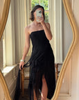 Vintage 90s Fairy Strapless Prom Dress Noir