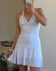 Vintage Y2K Jersey Halter Mini Dress White
