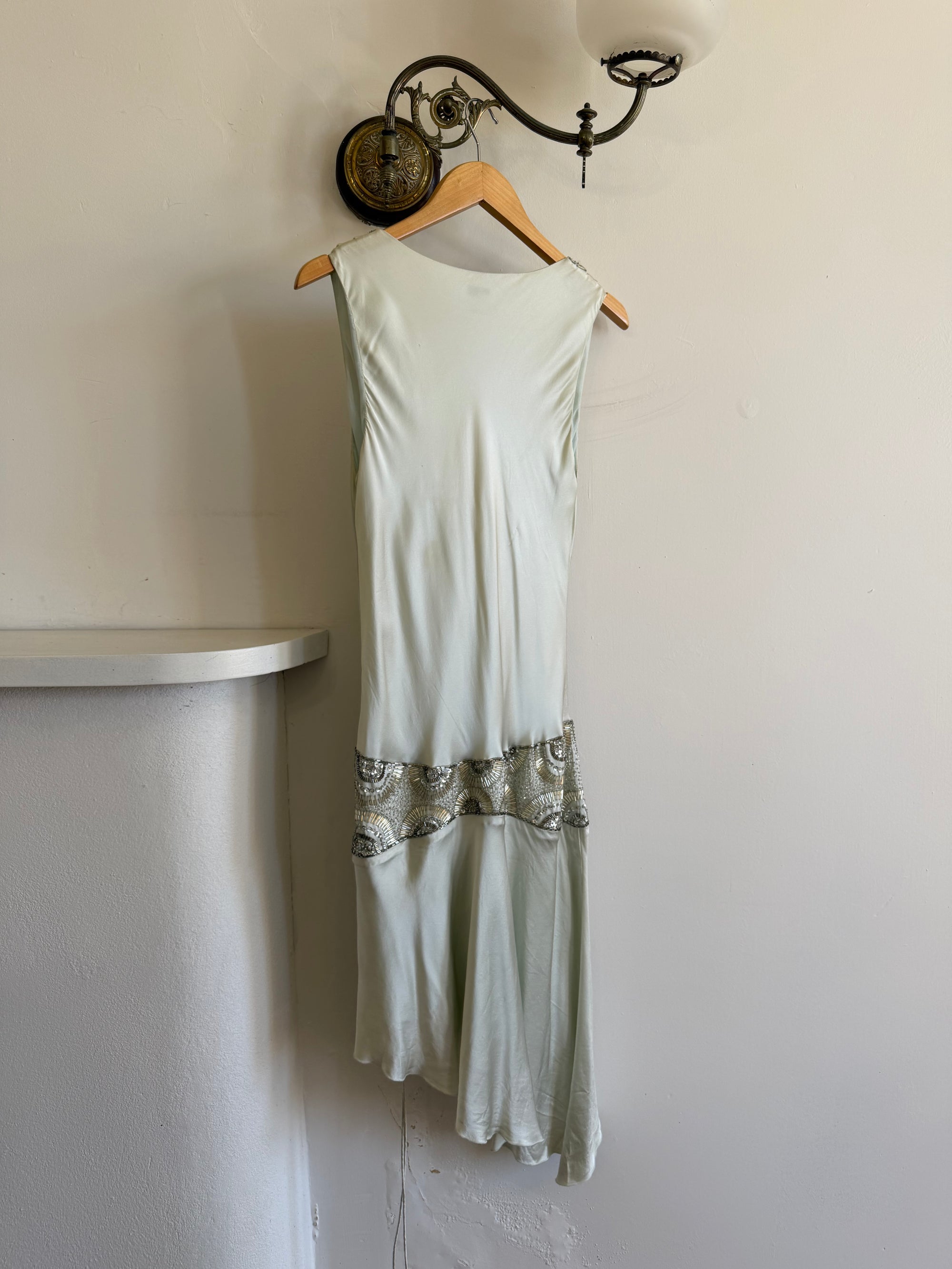 Vintage Y2K Pure Silk Drop Waist Beaded Mini Ice