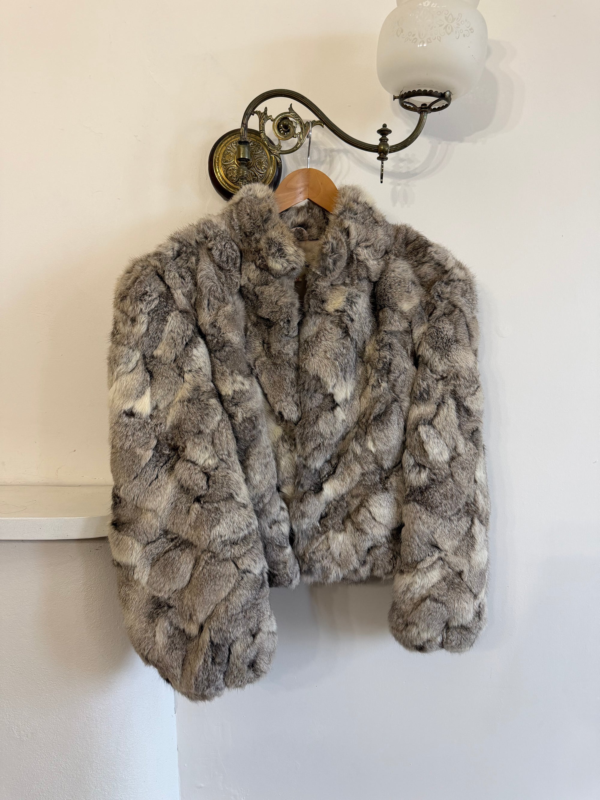 Vintage 60s Chunky Rabbit Fur Jacket Arctic