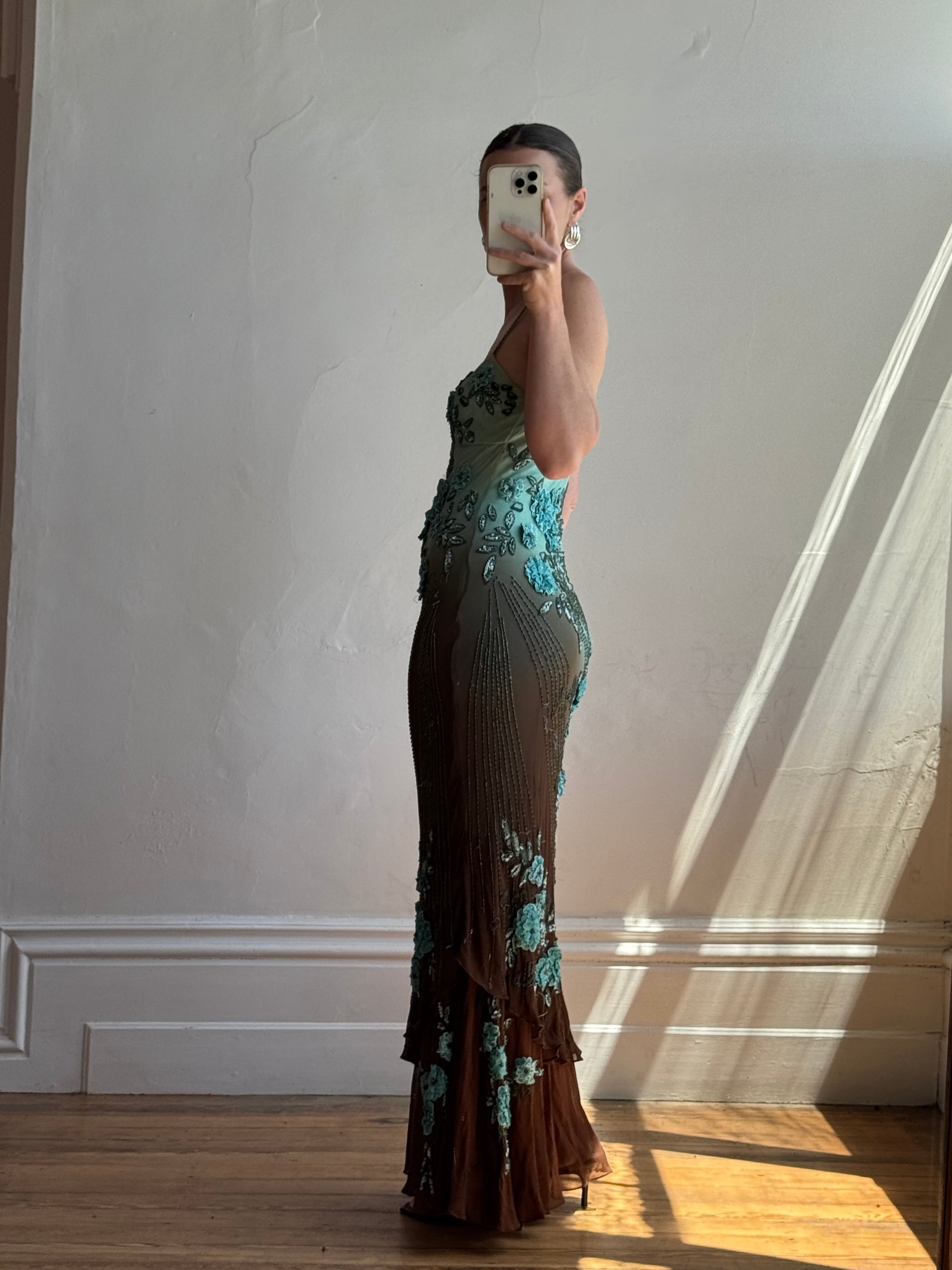 Vintage 90s Rare Ombre Embellished Mermaid Dress