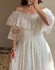Vintage 70s Lace Prairie Wedding Dress
