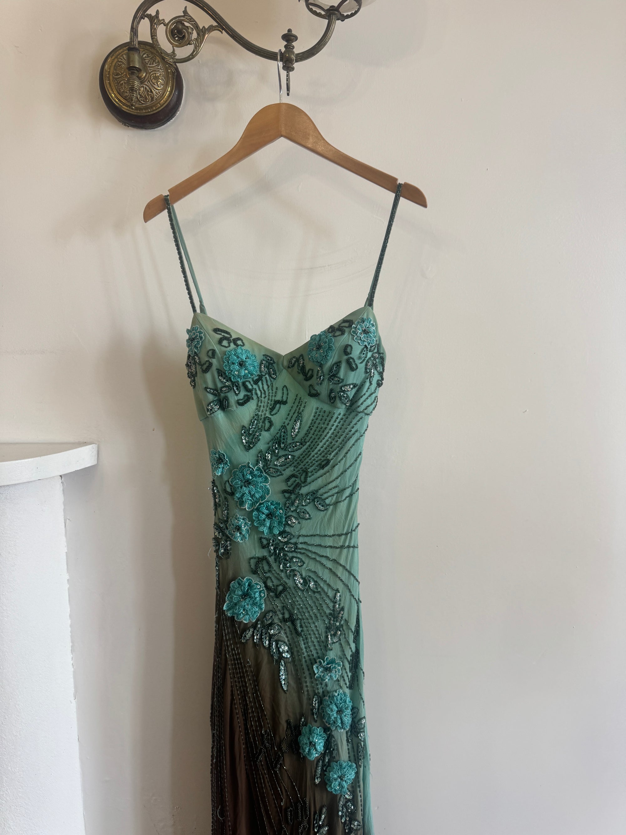Vintage 90s Rare Ombre Embellished Mermaid Dress