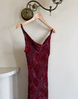 Vintage 90s Burnt Velvet Cowl Neck Dress Plum