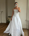 Vintage Y2K Crystal Satin Pleated Wedding Gown