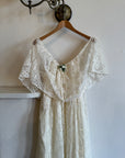 Vintage Lace Frilled Maxi Dress with Rose Applique