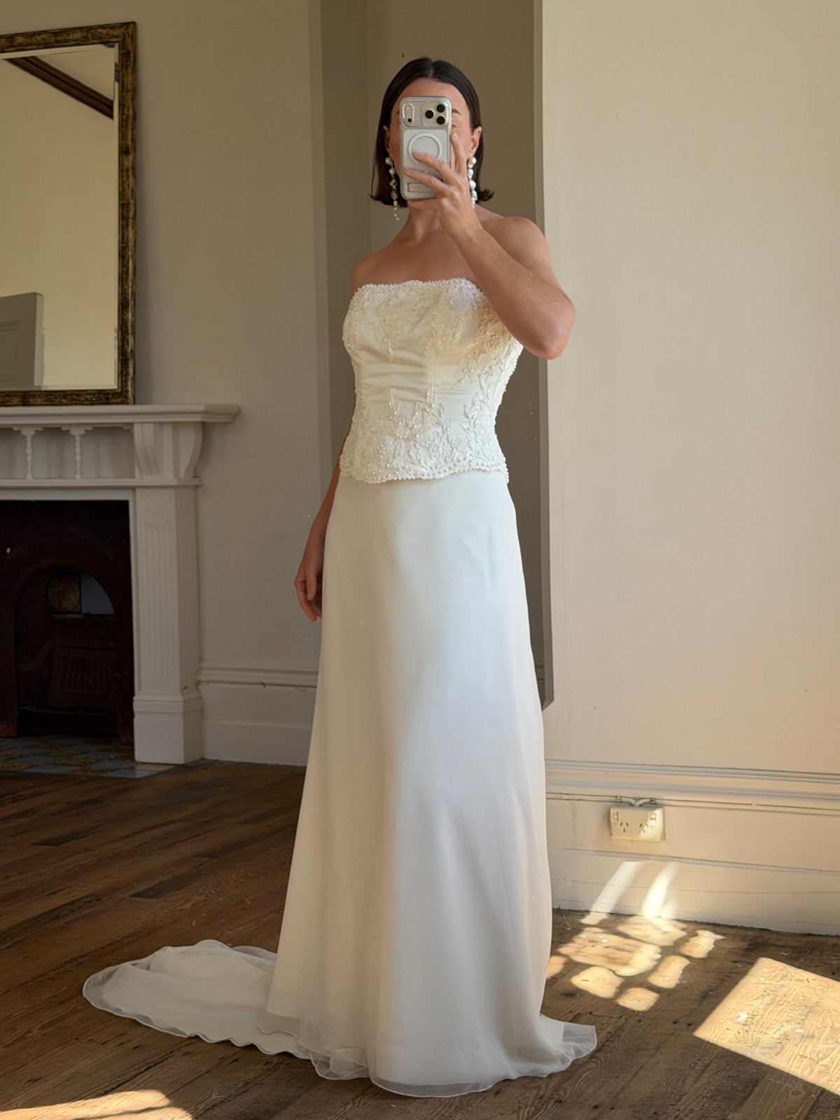 Vintage 90s Bridal Embellished Corset and Slip Skirt Set