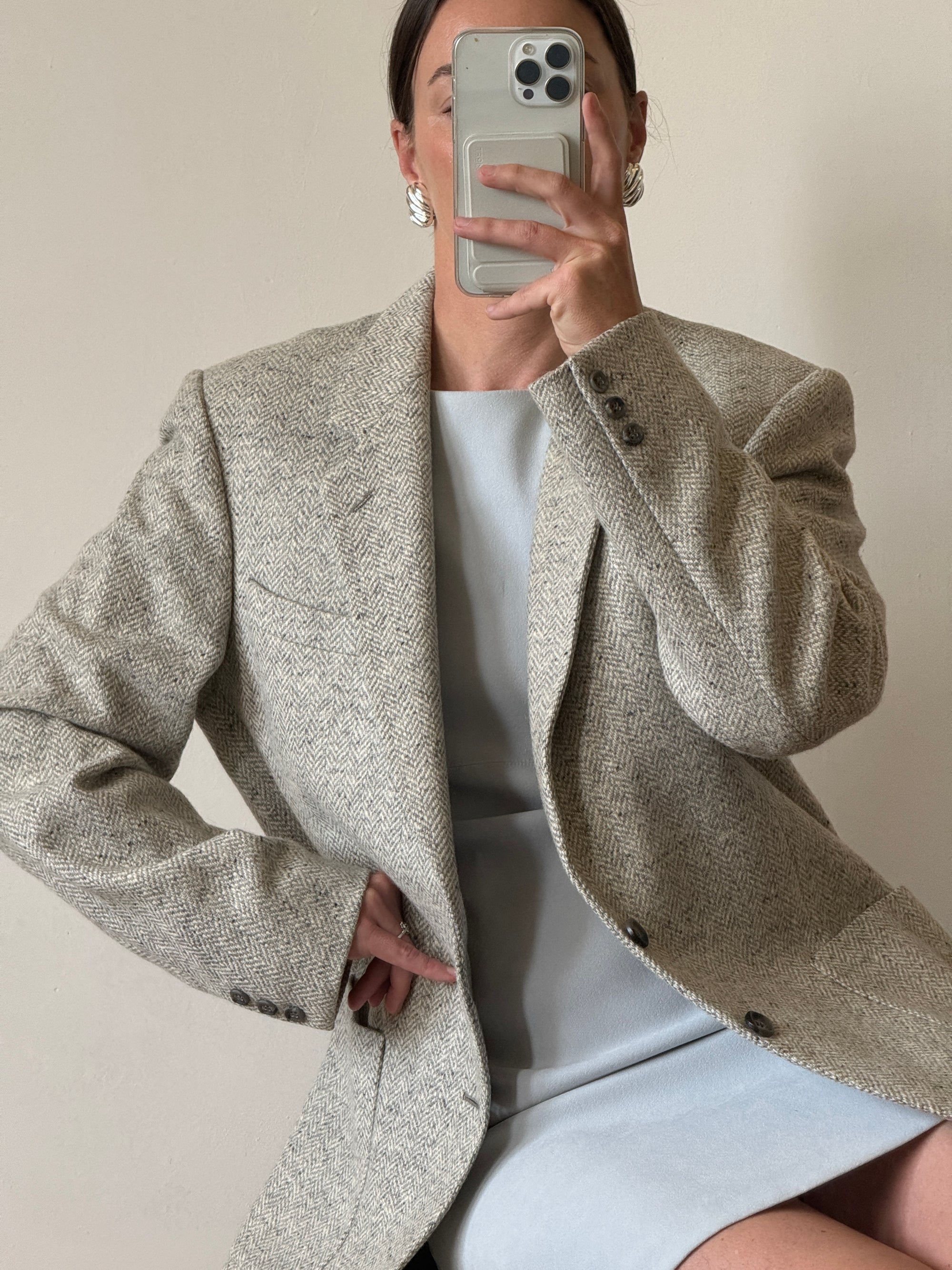 Vintage Pure Wool Light Grey Blazer