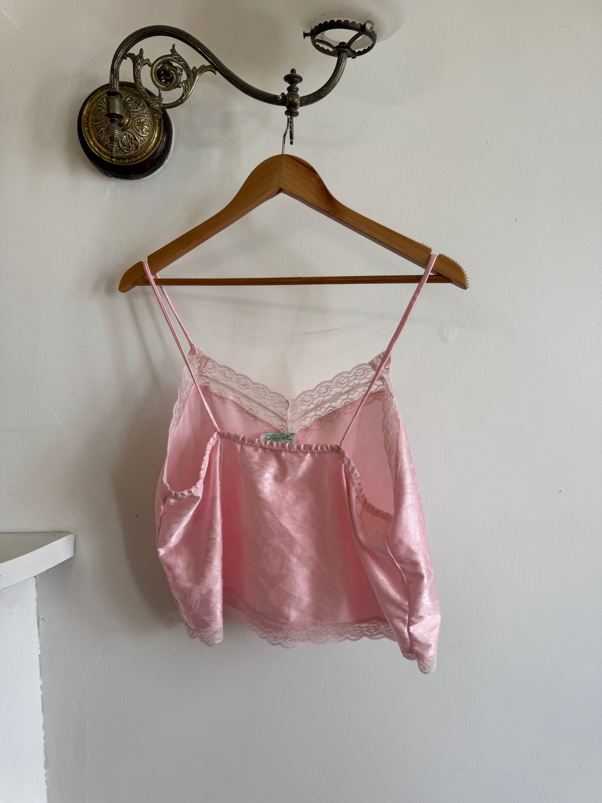 Vintage 60s Pink Lace Cropped Camisole