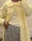 Vintage Lemon Quilted Coat with Oversized Collar
