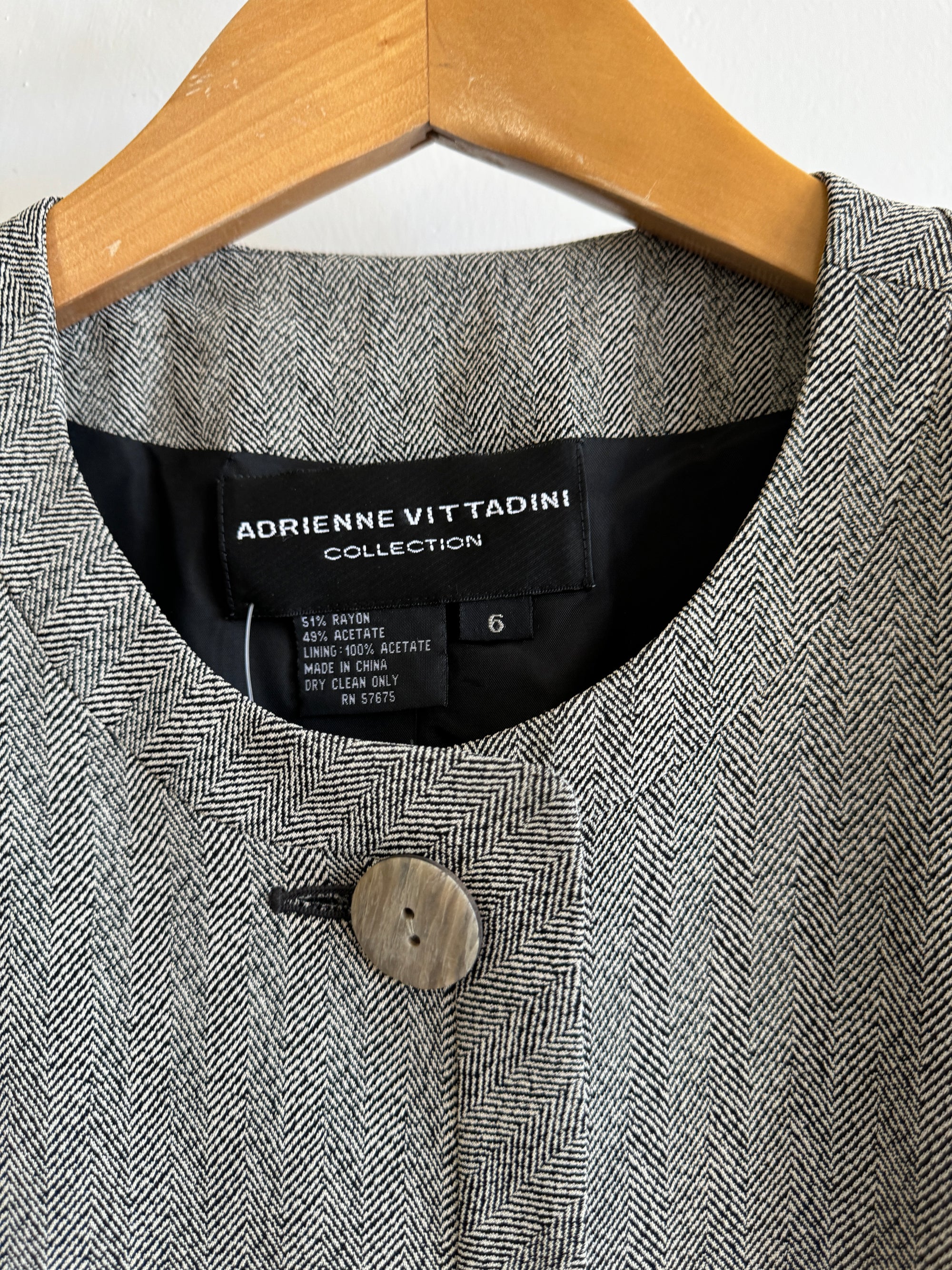 Vintage 90s Neiman Marcus Textured Grey Collarless Blazer (Tags Attached)