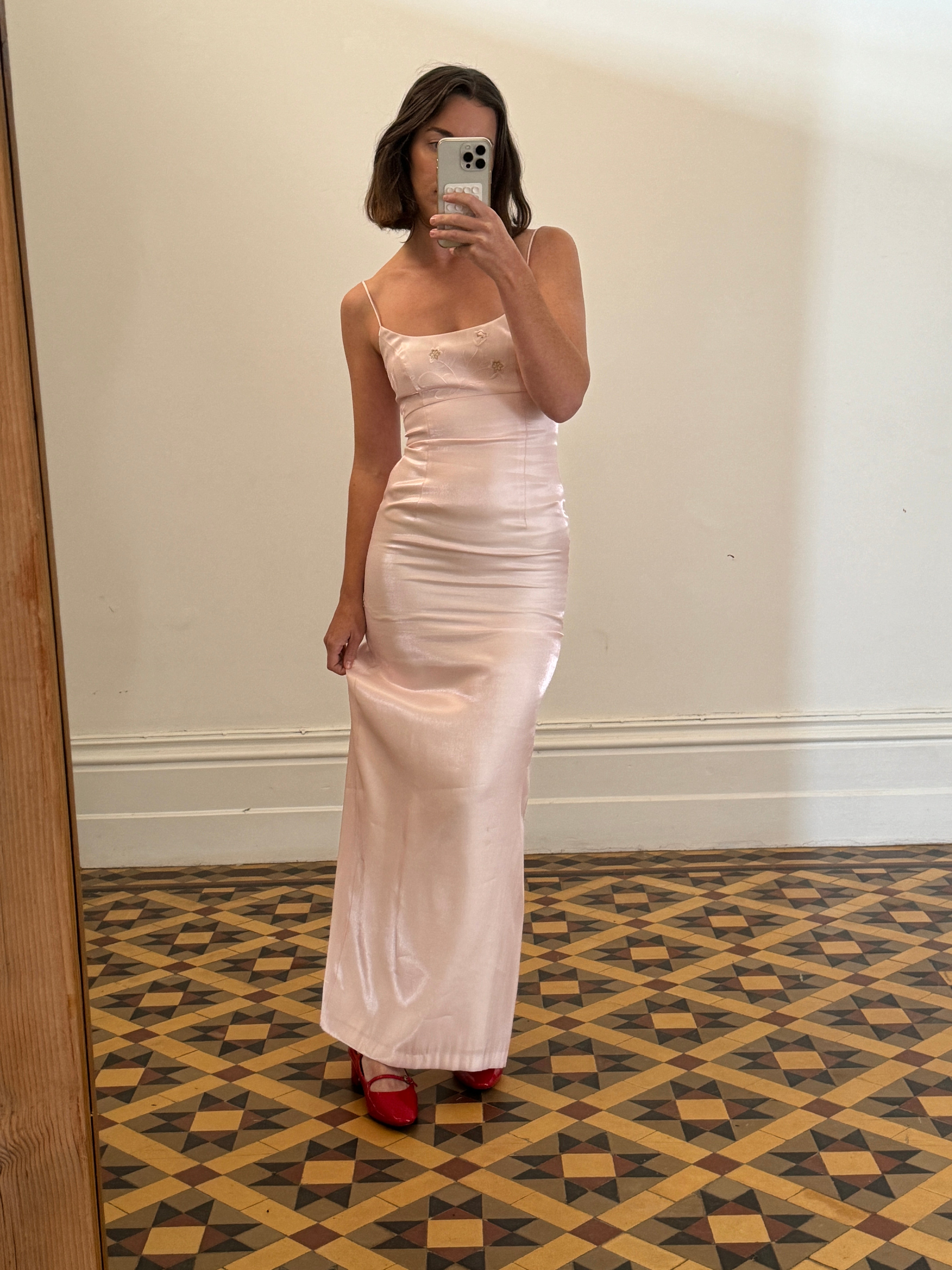 Vintage 90s Baby Pink Prom Dress