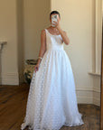 Vintage 90s Scoop Neck Floral Wedding Dress