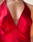 Vintage 90s Pure Silk High Low Halter Dress Scarlett