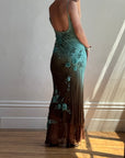 Vintage 90s Rare Ombre Embellished Mermaid Dress