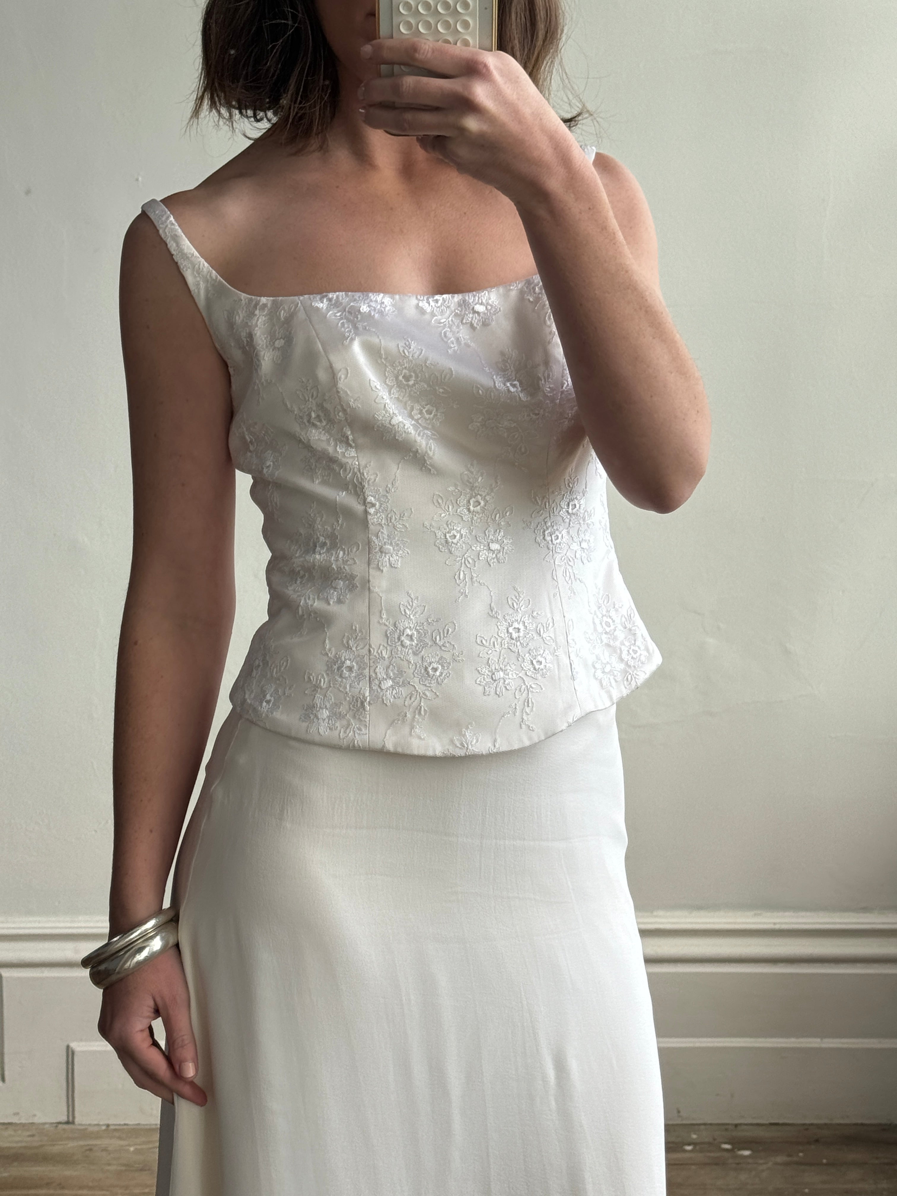 Vintage 90s Two Piece Corset and Skirt Bridal Set
