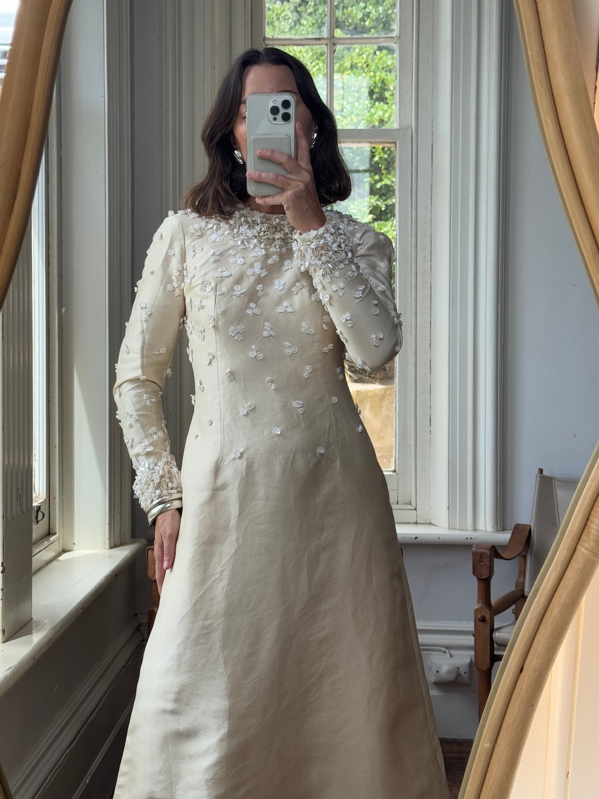Vintage 60s Embellished Italian Made Silk and Wool Wedding Gown