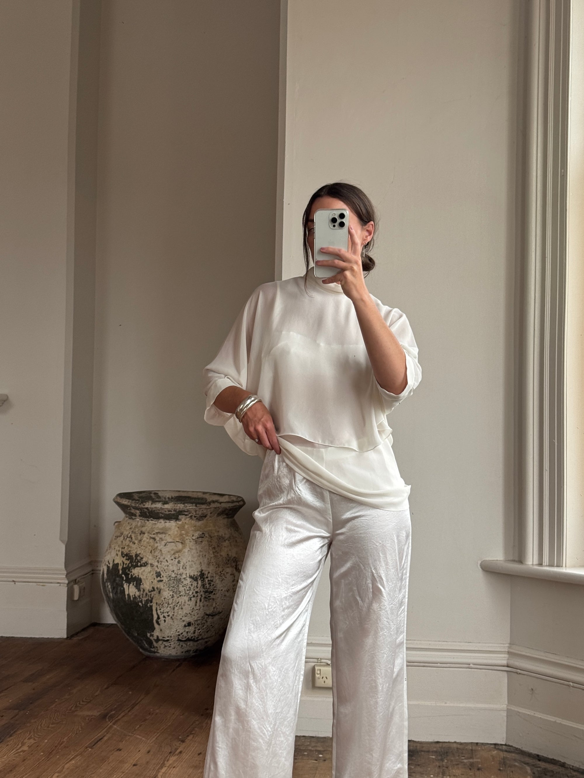 Vintage Y2K Sheer Chiffon Sheer Tiered Blouse