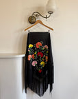 Vintage Embroidered Large Spanish Flamenco Scarf Noir
