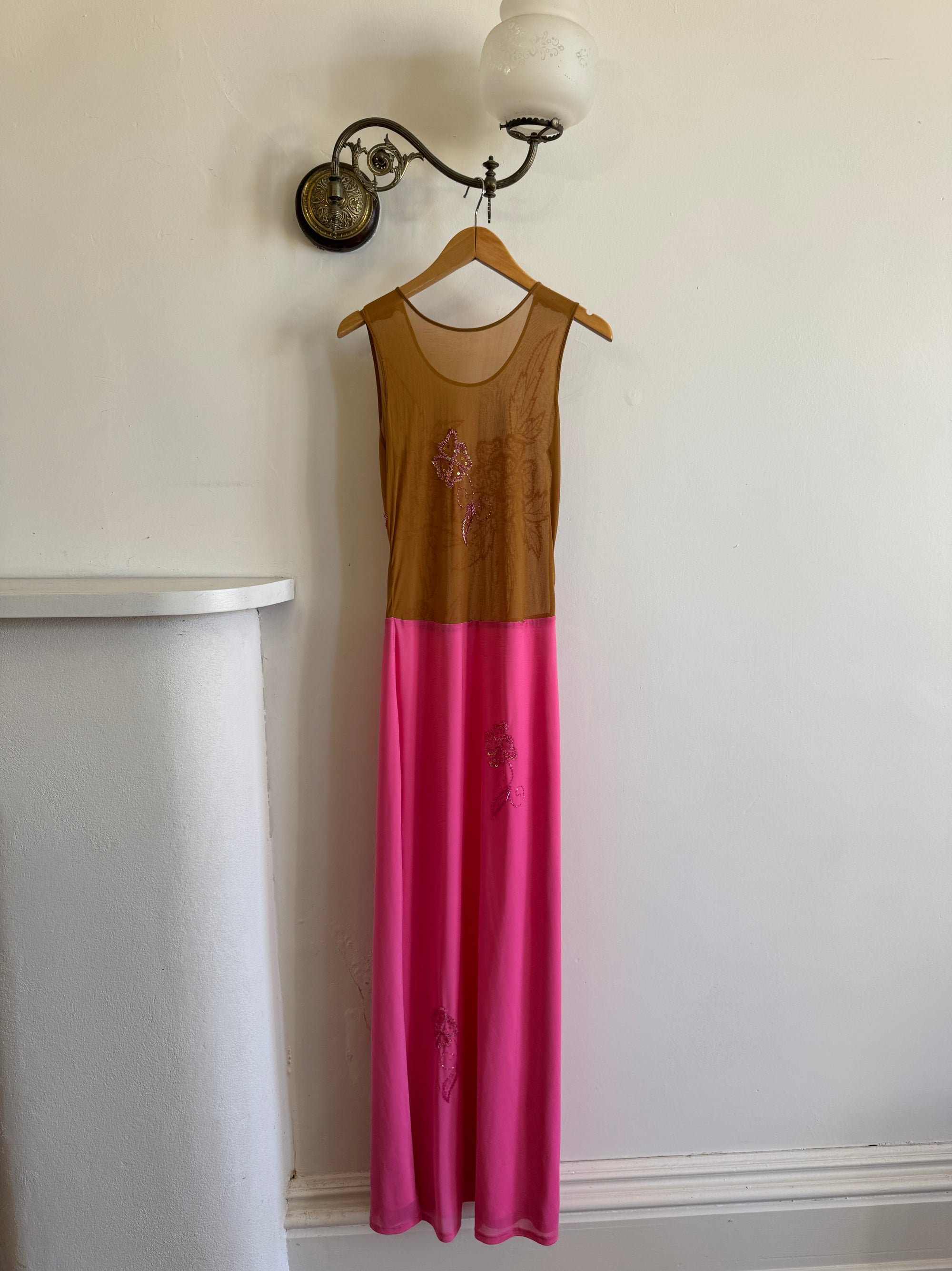 Vintage Y2K Naked Embellished Bodycon Midi Hot Pink