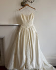 Vintage 90s Pleated Jacquard Satin Wedding Gown
