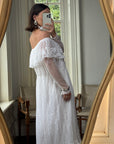 Vintage 70s Australian Made Off Lace Frill Wedding Gown
