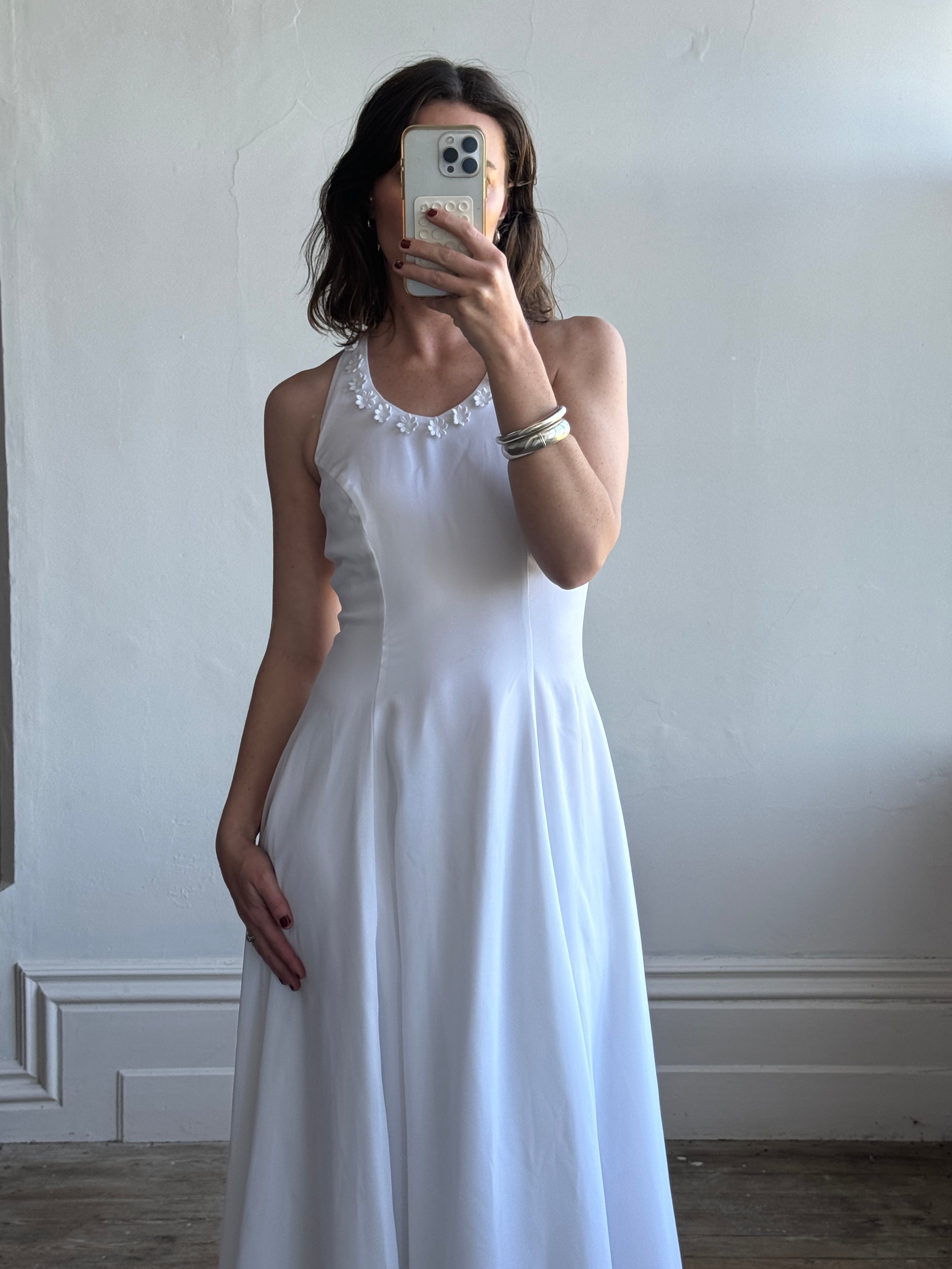 Vintage Halter A-Line Daisy Wedding Dress