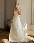 Vintage Y2K Vera Wang Silk Pleated Wedding Gown