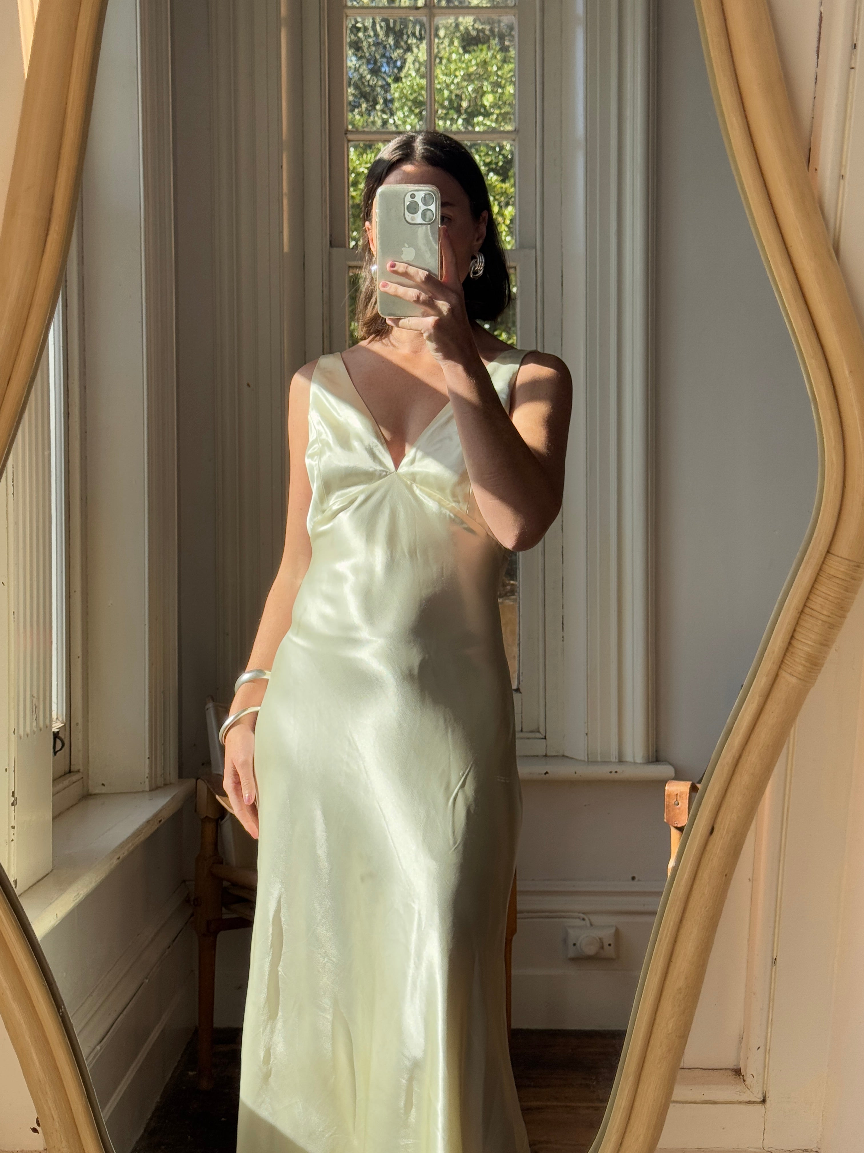 Vintage 90s Australian Made Satin Backless Wedding Dress
