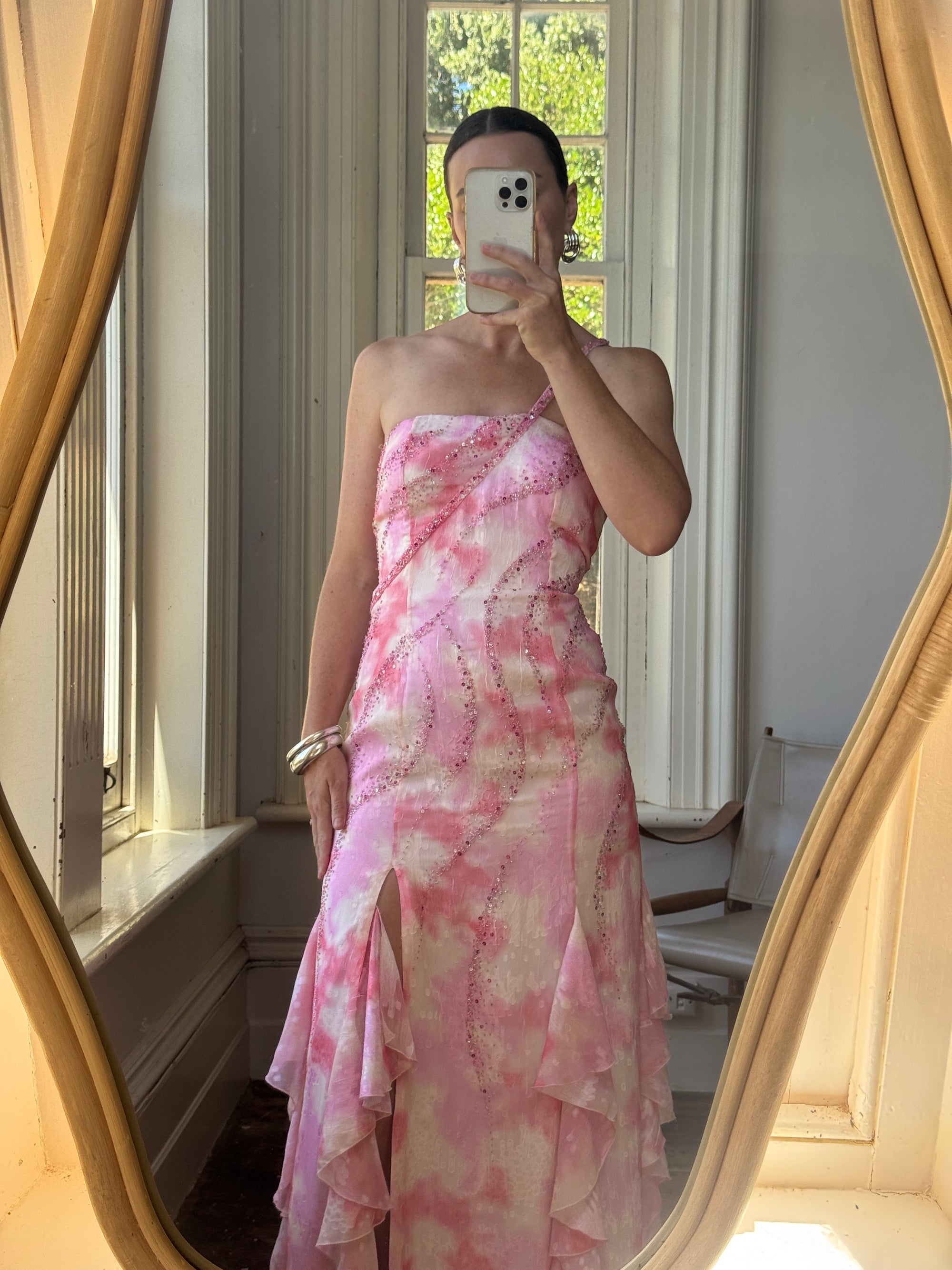 Vintage Y2K Fairy Floss Embellished Ruffle Gown