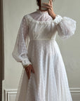 Vintage 70s Swiss Dot Prairie Wedding Dress