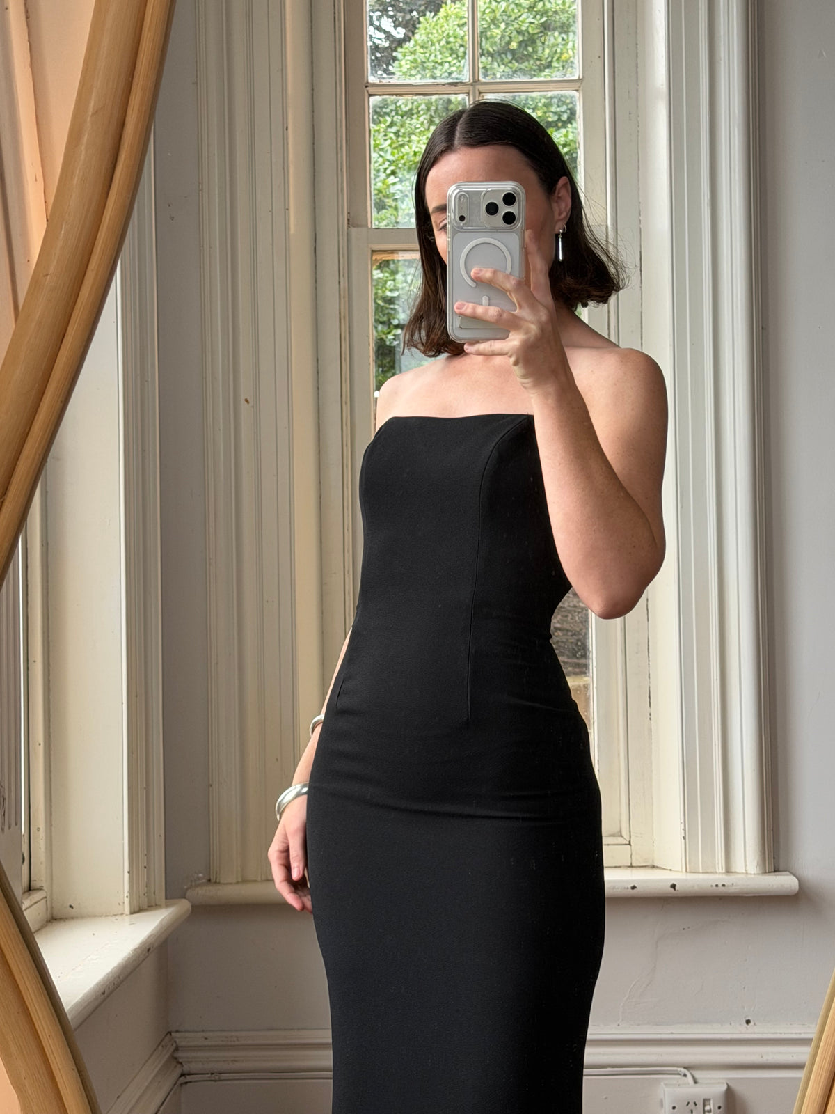 Vintage 90s Black Sleeveless Column Maxi Dress