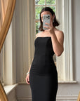 Vintage 90s Black Sleeveless Column Maxi Dress
