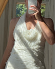 Vintage 90s Italian Plus Size Halter Ruffle Wedding Gown
