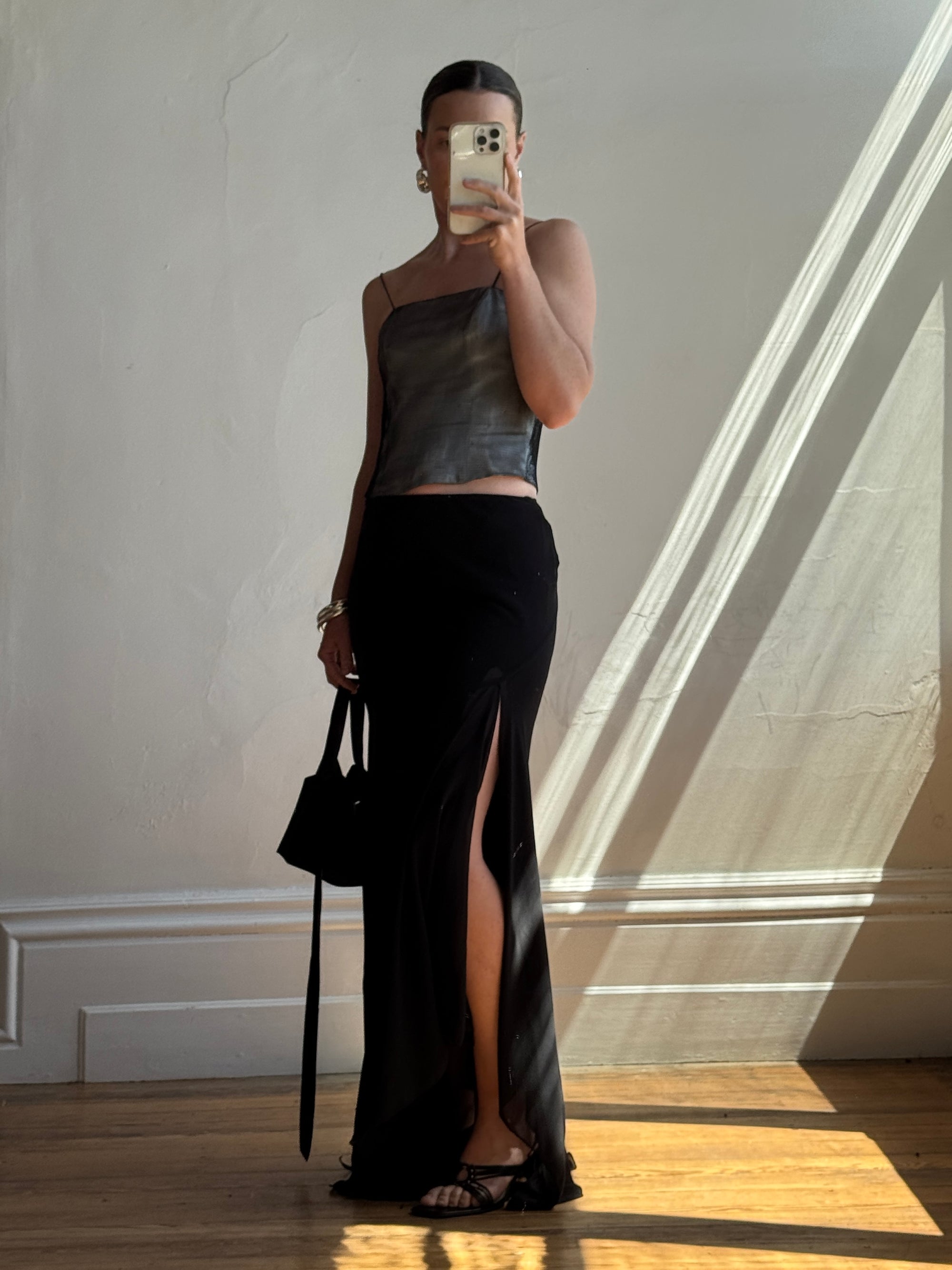 Vintage 90s Mesh Crop and Fairy Skirt Set Noir