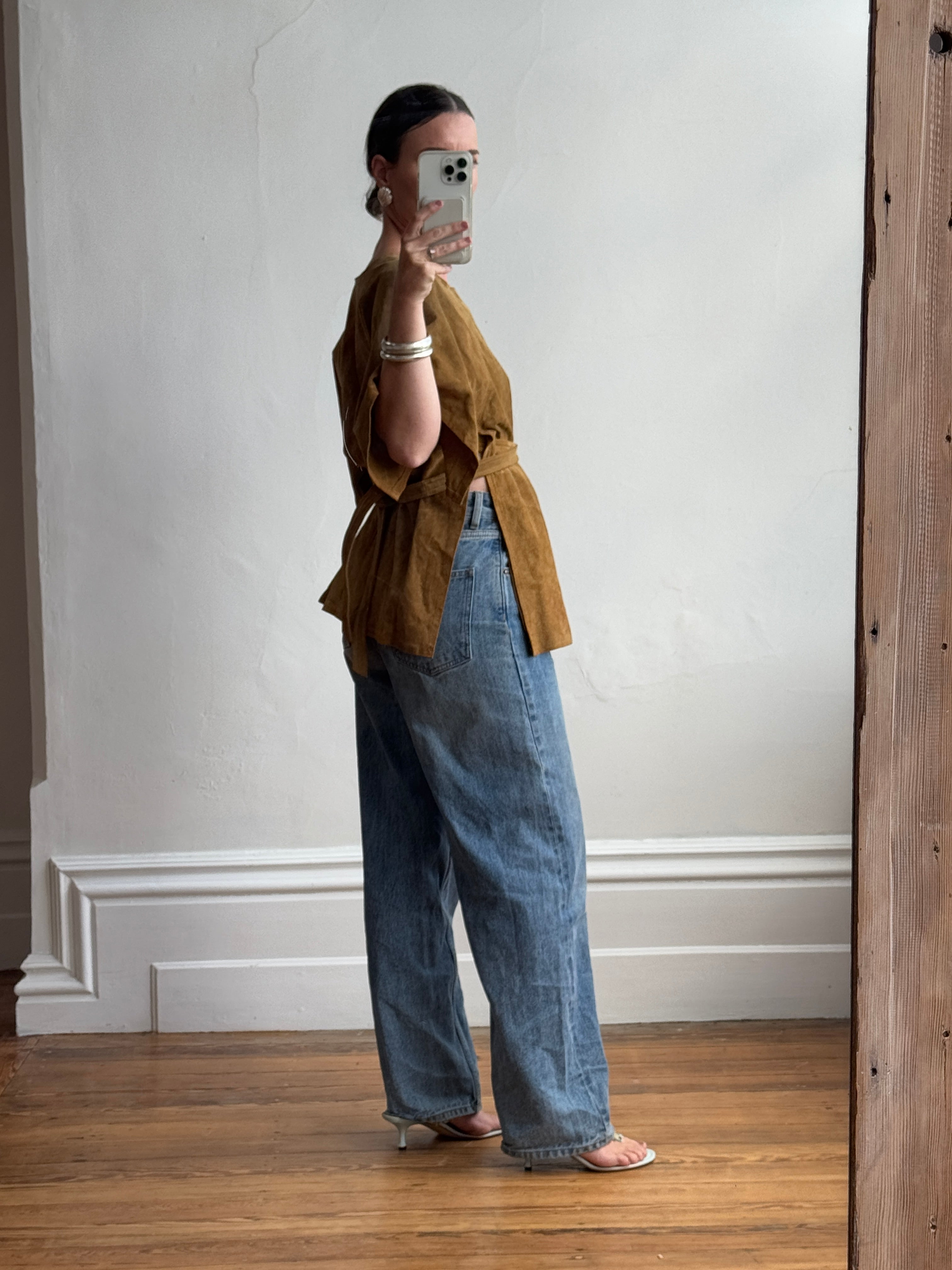 Vintage 70s Suede Leather Apron Top